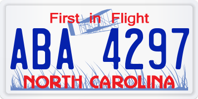 NC license plate ABA4297