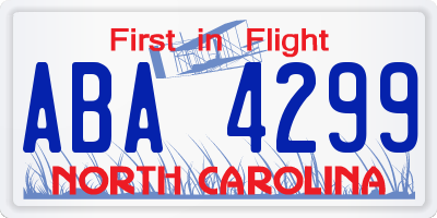 NC license plate ABA4299