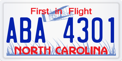 NC license plate ABA4301