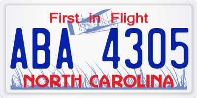NC license plate ABA4305