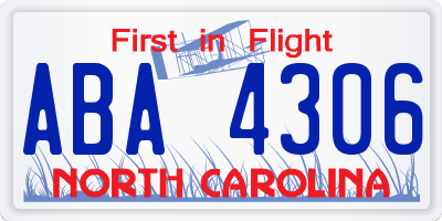 NC license plate ABA4306