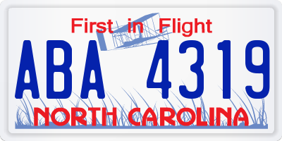 NC license plate ABA4319