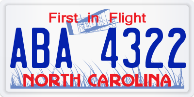 NC license plate ABA4322