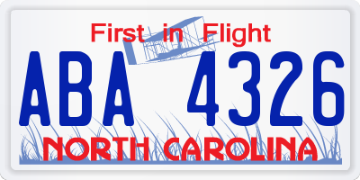 NC license plate ABA4326