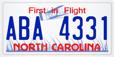 NC license plate ABA4331