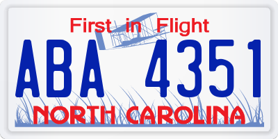 NC license plate ABA4351
