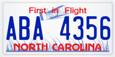 NC license plate ABA4356
