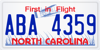 NC license plate ABA4359