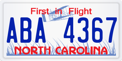 NC license plate ABA4367