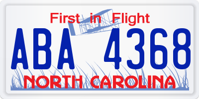 NC license plate ABA4368