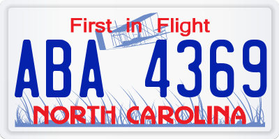 NC license plate ABA4369