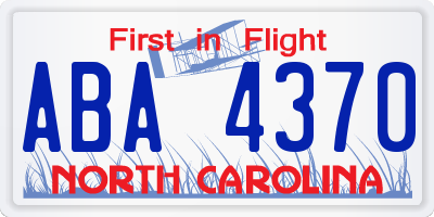 NC license plate ABA4370