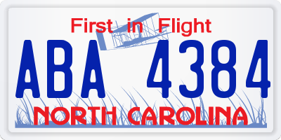 NC license plate ABA4384