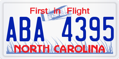 NC license plate ABA4395