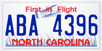 NC license plate ABA4396