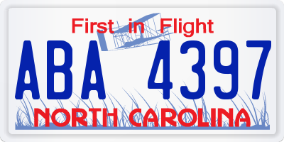 NC license plate ABA4397