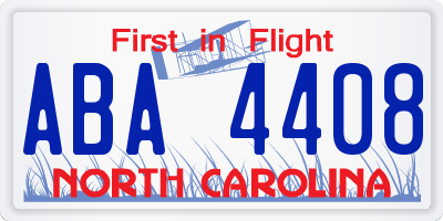 NC license plate ABA4408