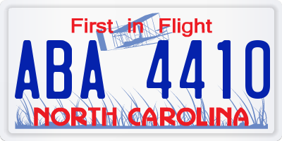 NC license plate ABA4410