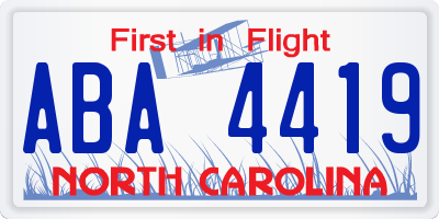 NC license plate ABA4419