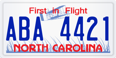 NC license plate ABA4421