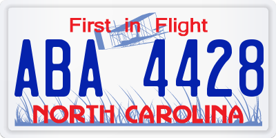 NC license plate ABA4428