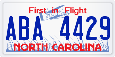 NC license plate ABA4429
