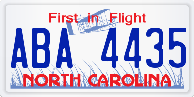 NC license plate ABA4435