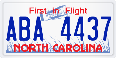 NC license plate ABA4437