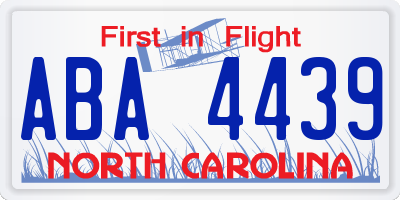 NC license plate ABA4439