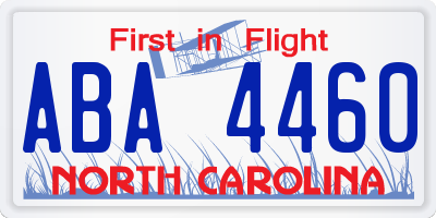 NC license plate ABA4460