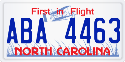 NC license plate ABA4463