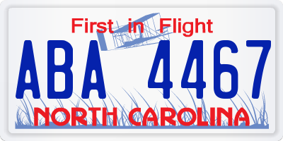 NC license plate ABA4467