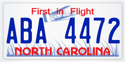 NC license plate ABA4472