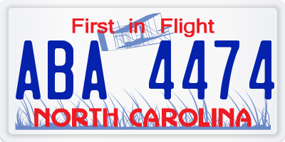 NC license plate ABA4474