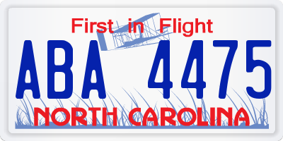 NC license plate ABA4475