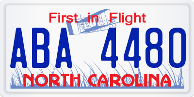 NC license plate ABA4480