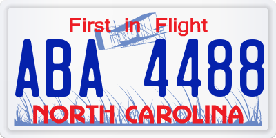 NC license plate ABA4488