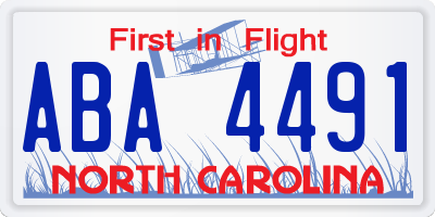 NC license plate ABA4491
