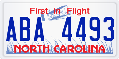 NC license plate ABA4493