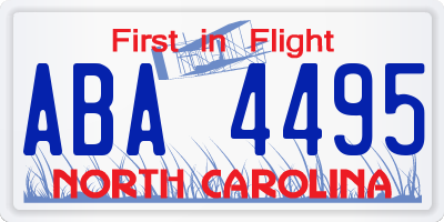 NC license plate ABA4495