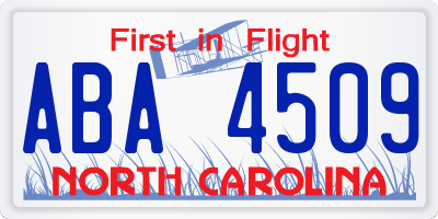 NC license plate ABA4509