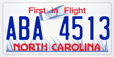 NC license plate ABA4513