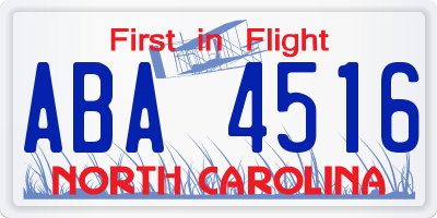 NC license plate ABA4516