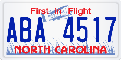 NC license plate ABA4517