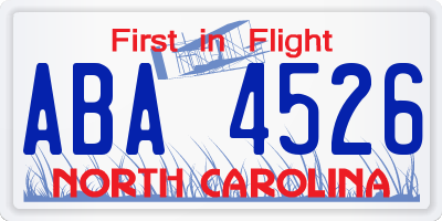 NC license plate ABA4526