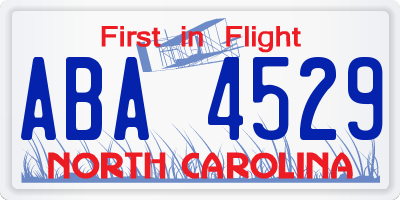 NC license plate ABA4529