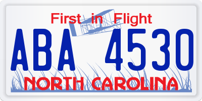 NC license plate ABA4530