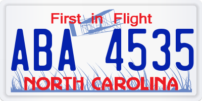 NC license plate ABA4535