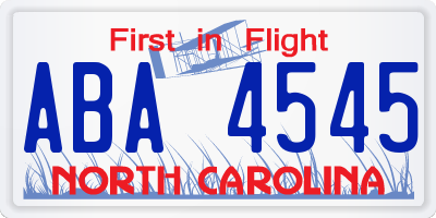 NC license plate ABA4545