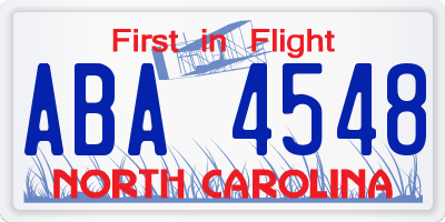 NC license plate ABA4548